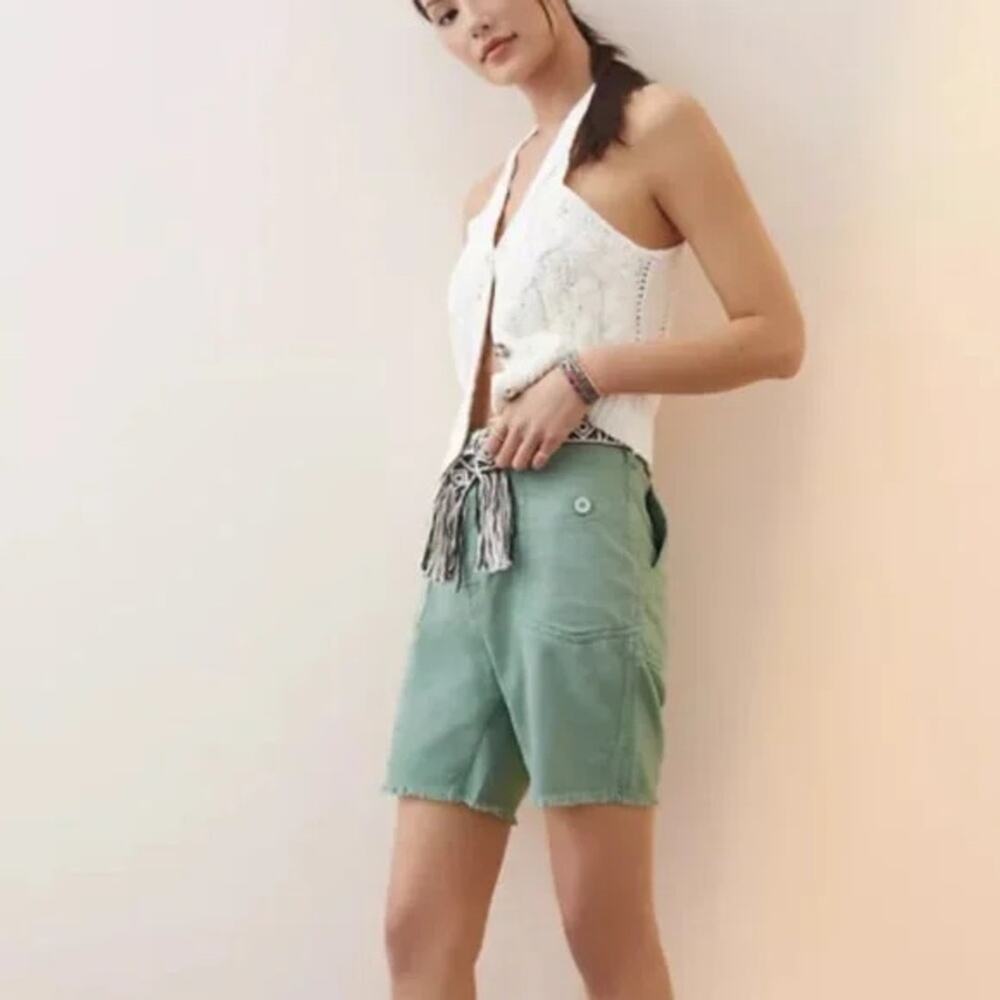 NWT Anthropologie Pilcro Green Slouchy Shorts Womens Size 29